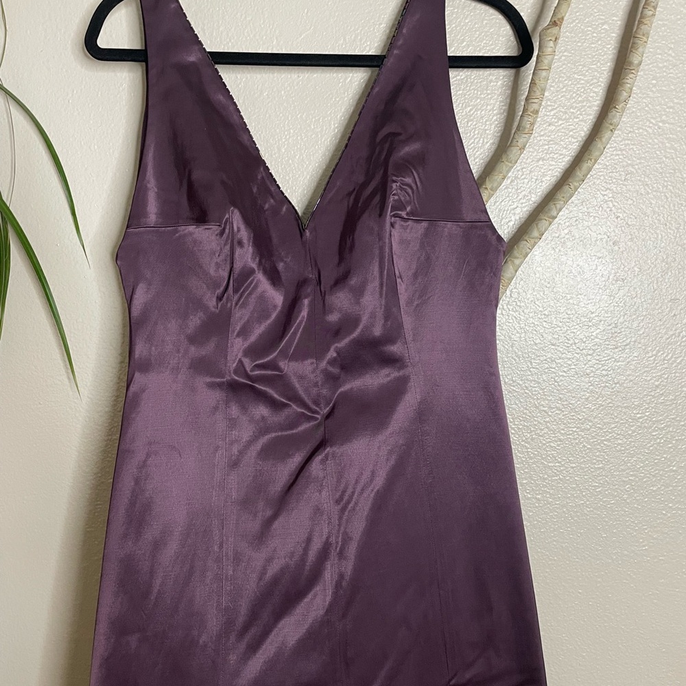 Elegant long gown by Zara Women in a deep plum shade size 10 - Picture 7 of 12